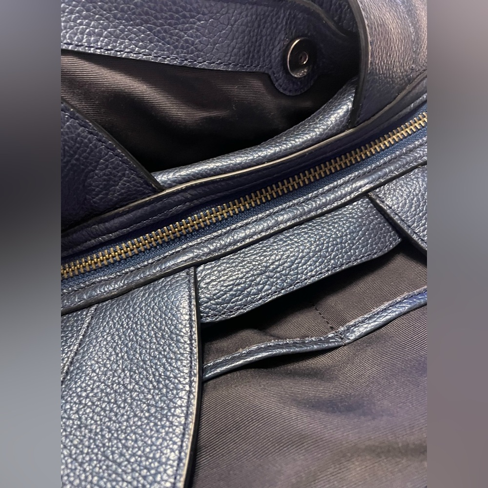 Coach Lexi Chain Shoulder Bag Metallic Navy Blue Leather Purse Handbag - Picture 10 of 15